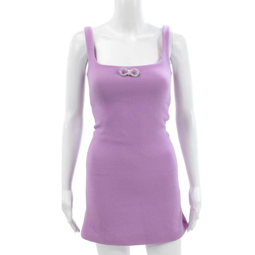 Mach & Mach Womens Mini Wool Purple Square Neck Sleeveless Zip Dress Size 4